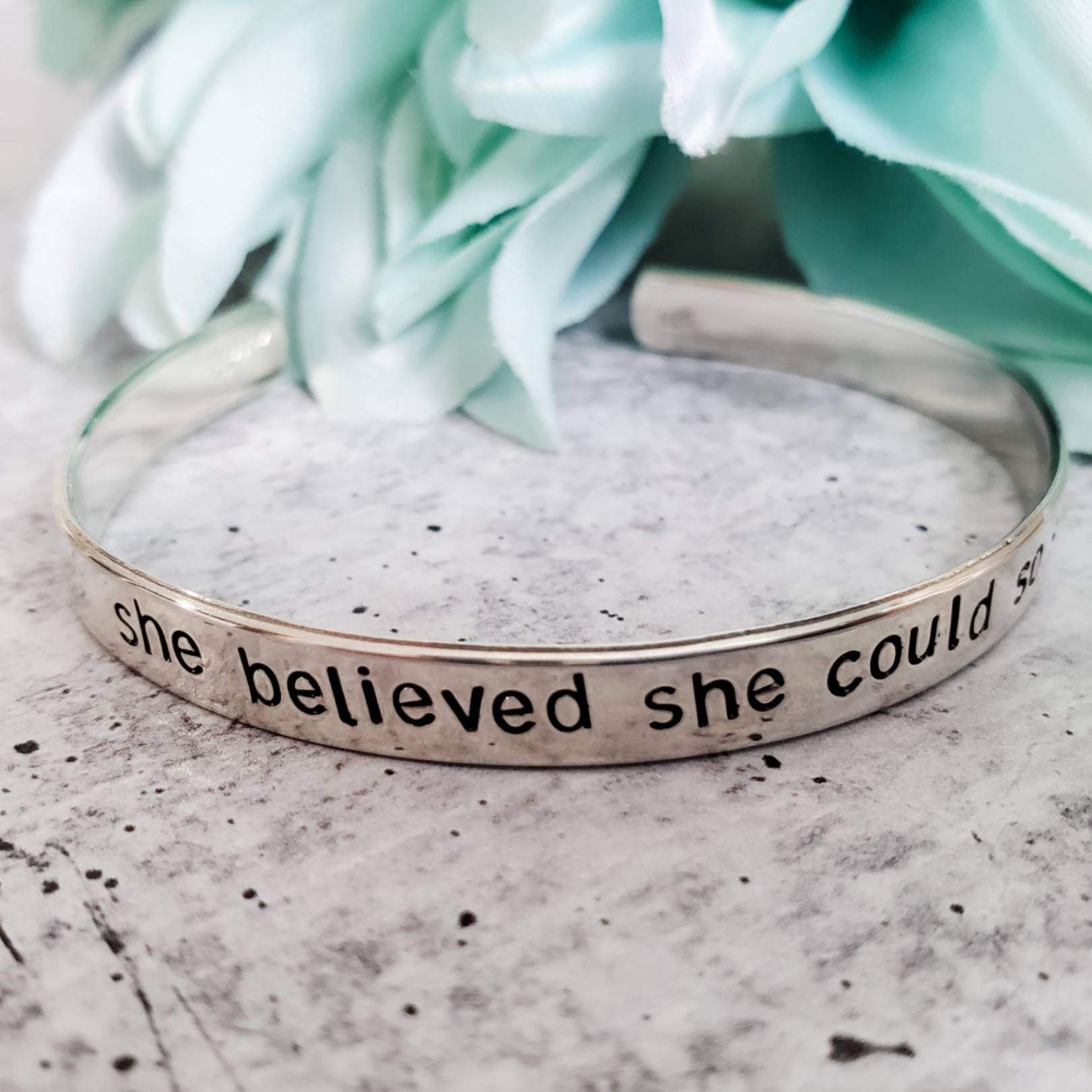SHE BELIEVED SHE COULD SO SHE DID Stacking Cuff Bracelet Salt and Sparkle