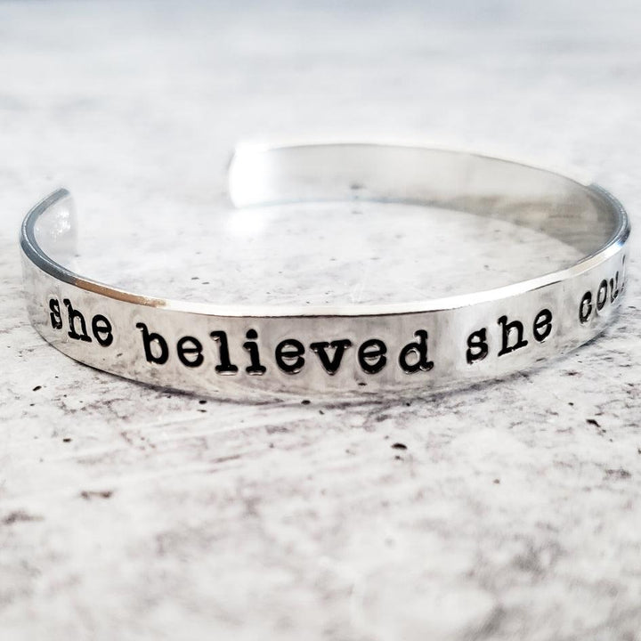 SHE BELIEVED SHE COULD SO SHE DID Stacking Cuff Bracelet Salt and Sparkle