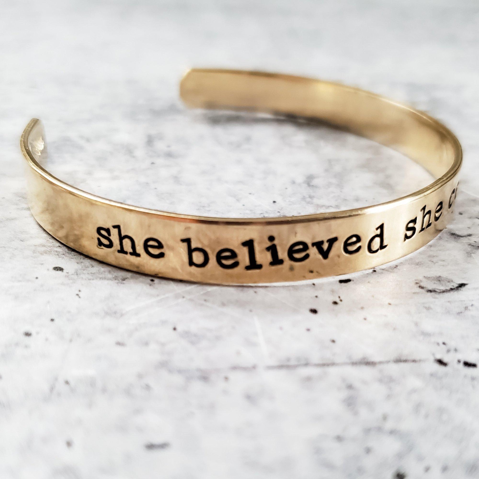 SHE BELIEVED SHE COULD SO SHE DID Stacking Cuff Bracelet Salt and Sparkle