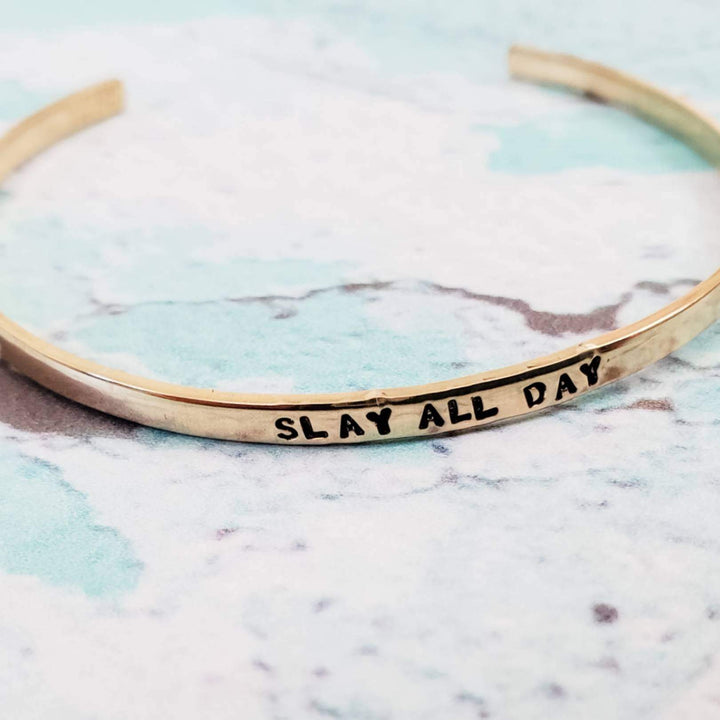 SLAY ALL DAY Skinny Cuff Bracelet Salt and Sparkle