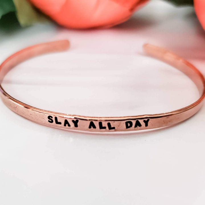 SLAY ALL DAY Skinny Cuff Bracelet Salt and Sparkle