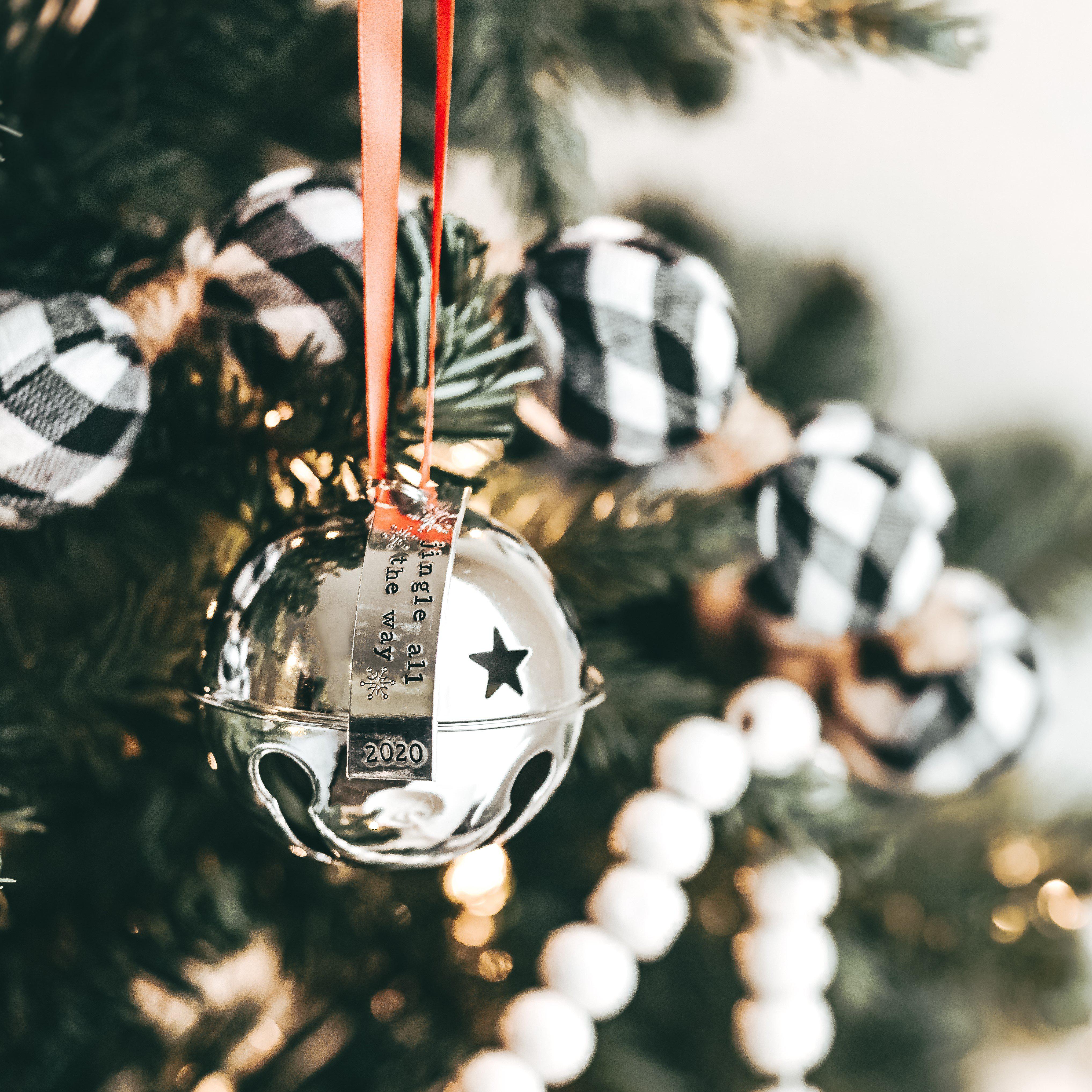 SLEIGH ALL DAY Giant Jingle Bell Christmas Ornament Salt and Sparkle