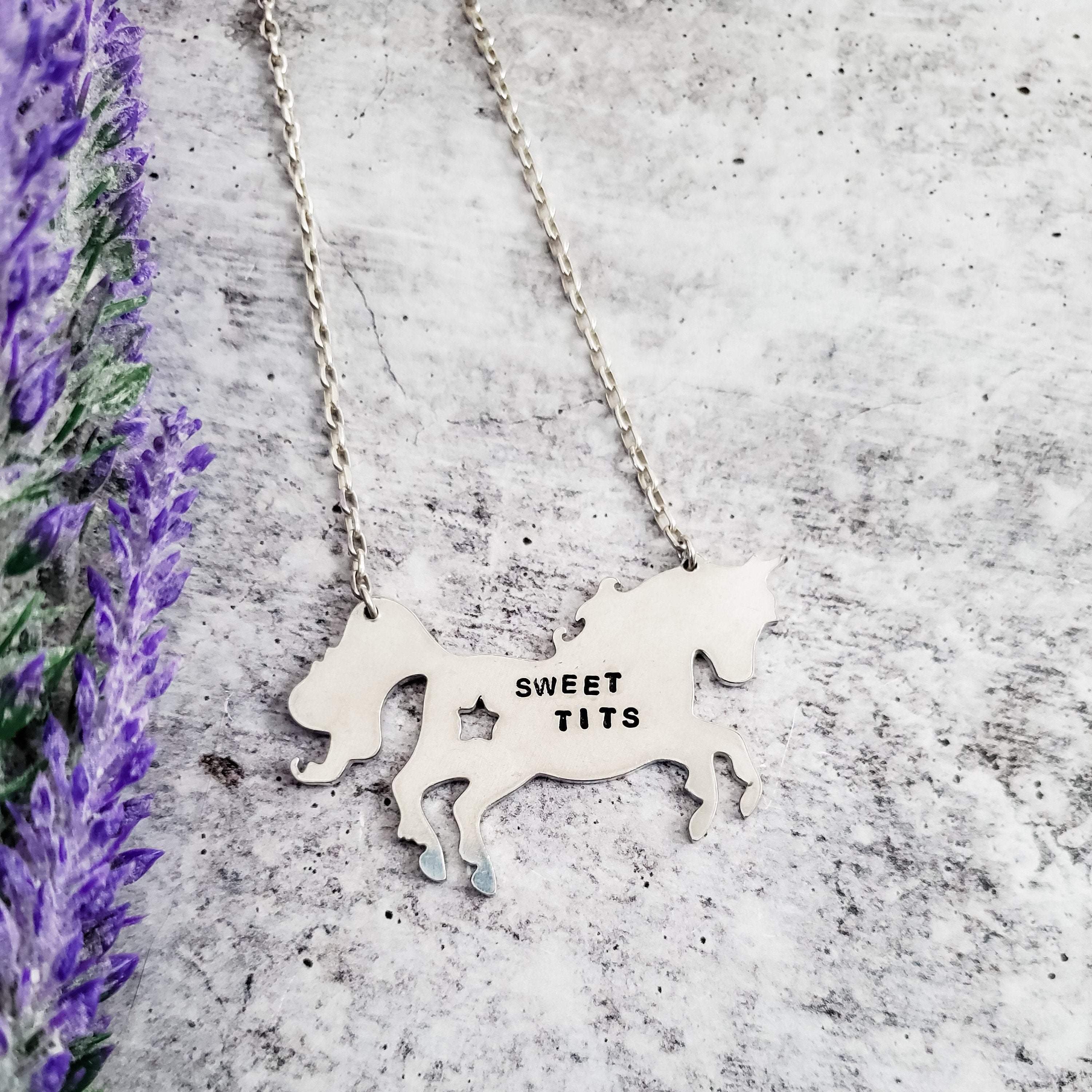 SWEET TITS Silver Unicorn Necklace Salt and Sparkle