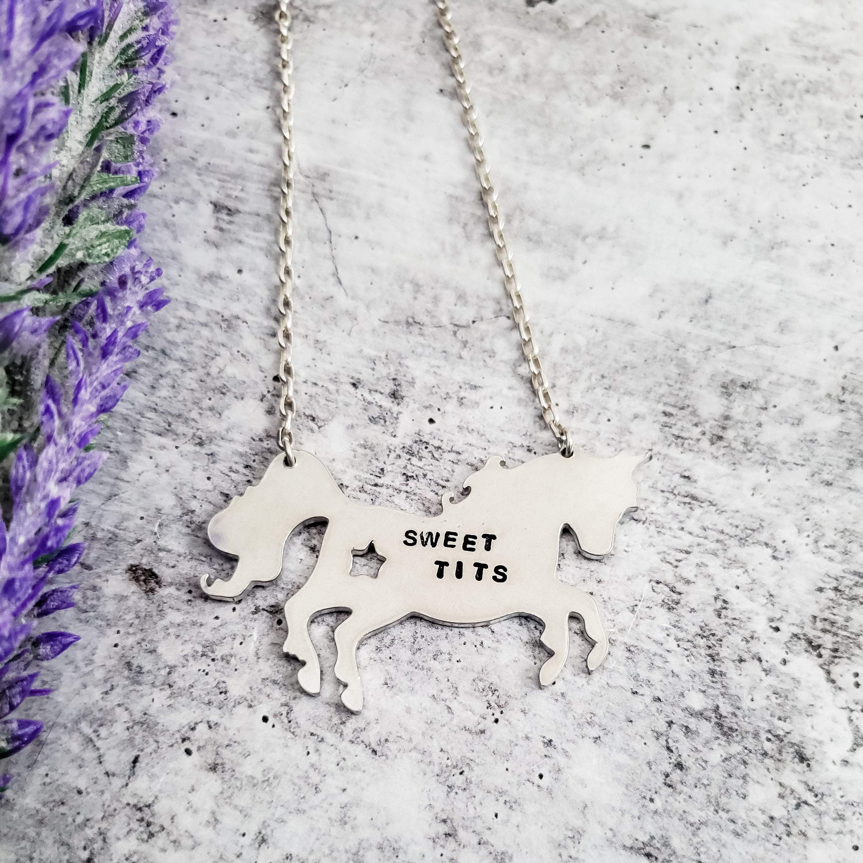 SWEET TITS Silver Unicorn Necklace Salt and Sparkle