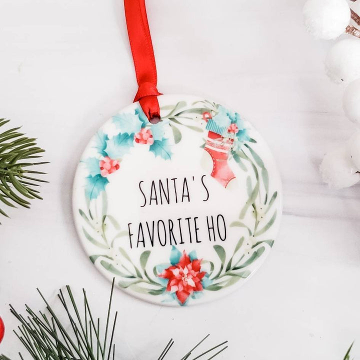 Santa's Favorite Ho Ceramic Christmas Ornament Salt and Sparkle