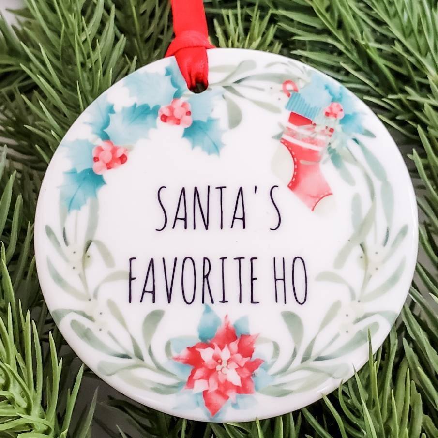 Santa's Favorite Ho Ceramic Christmas Ornament Salt and Sparkle