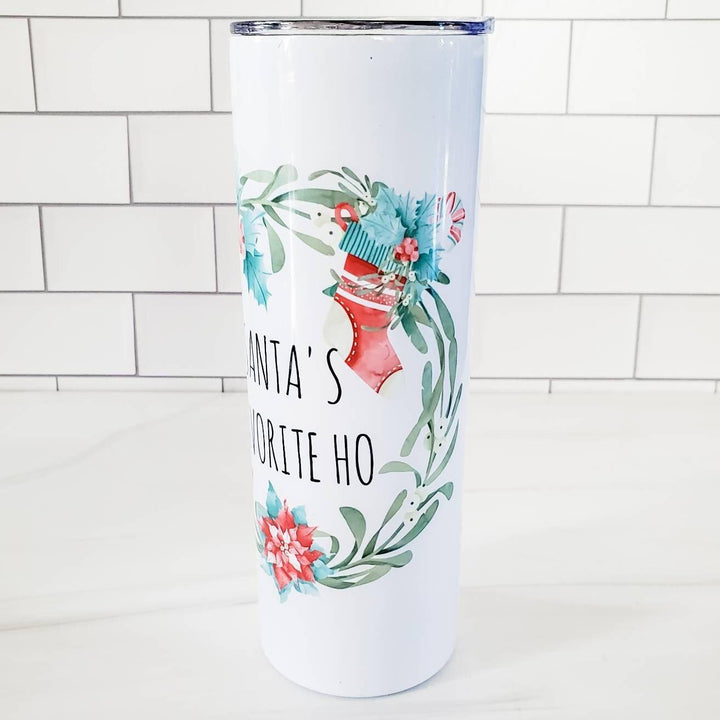 Santa's Favorite Ho Christmas Skinny Tumbler Salt and Sparkle