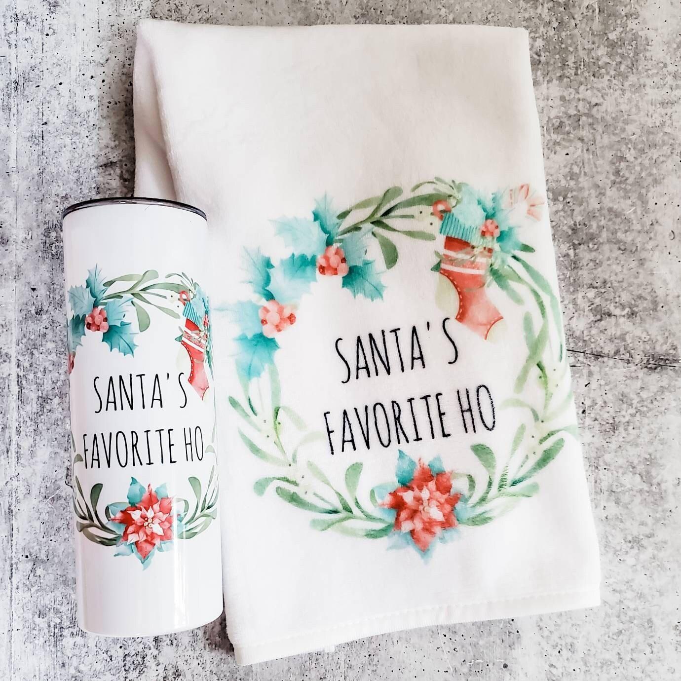 Santa's Favorite Ho Towel and Tumbler Gift Set Salt and Sparkle