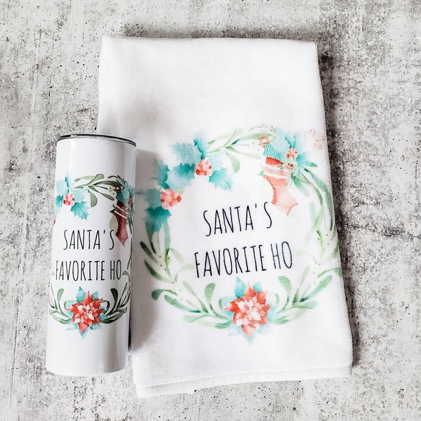 Santa's Favorite Ho Towel and Tumbler Gift Set Salt and Sparkle