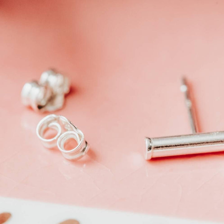 Silver Bar Stud Earrings Salt and Sparkle