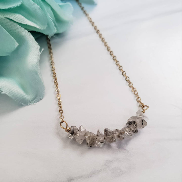 Smokey Herkimer Diamond Bar Necklace Salt and Sparkle