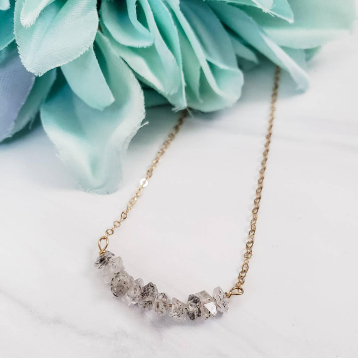 Smokey Herkimer Diamond Bar Necklace Salt and Sparkle