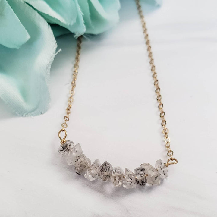 Smokey Herkimer Diamond Bar Necklace Salt and Sparkle