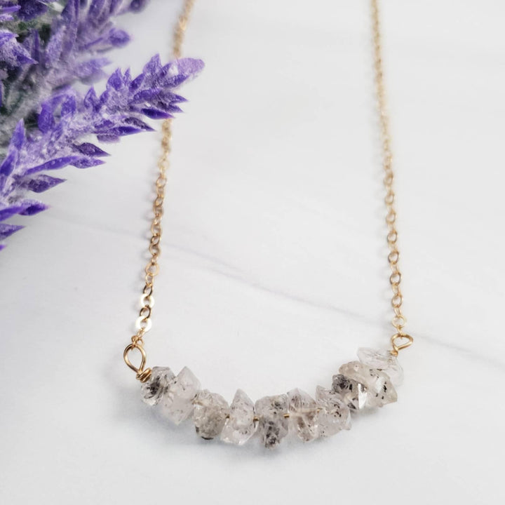 Smokey Herkimer Diamond Bar Necklace Salt and Sparkle