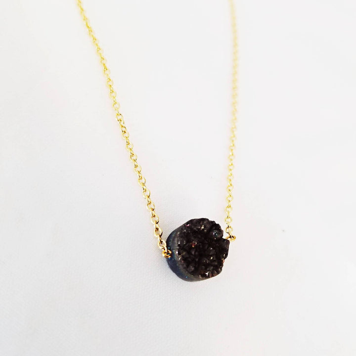 Solitaire Druzy Floating Gem Necklace Salt and Sparkle