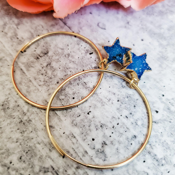 Star Druzy Endless Hoop Earrings Salt and Sparkle