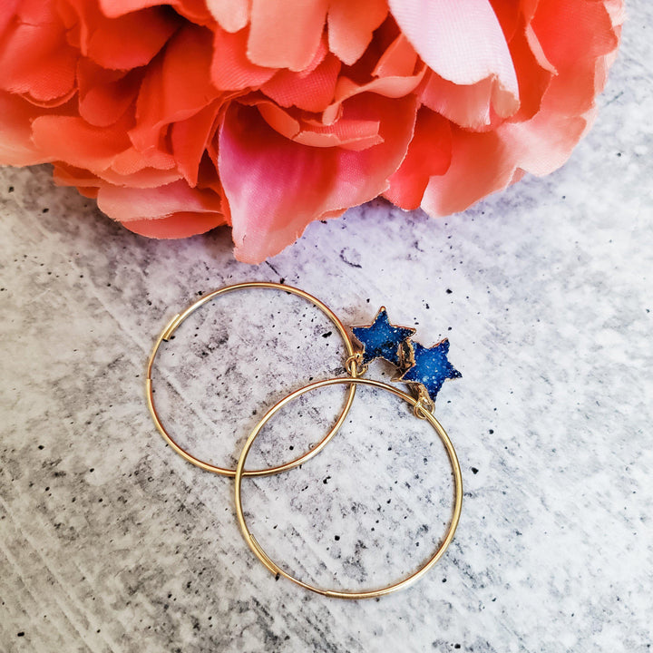 Star Druzy Endless Hoop Earrings Salt and Sparkle