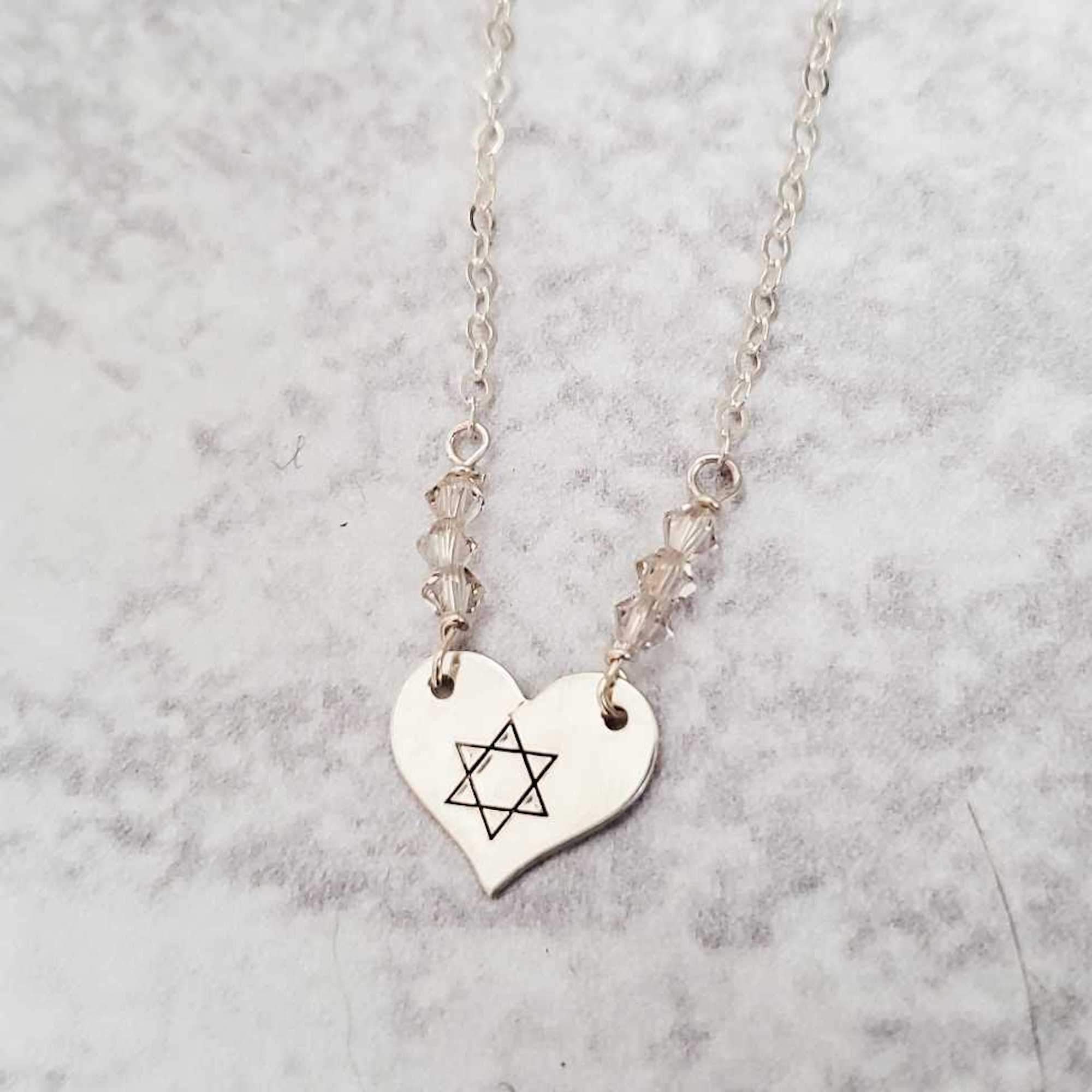 Star of David Heart Necklace Salt and Sparkle