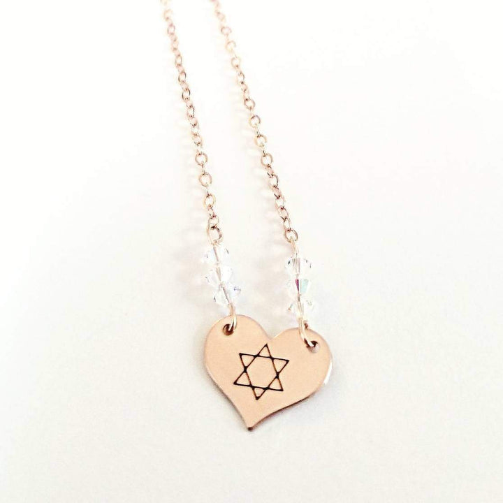 Star of David Heart Necklace Salt and Sparkle