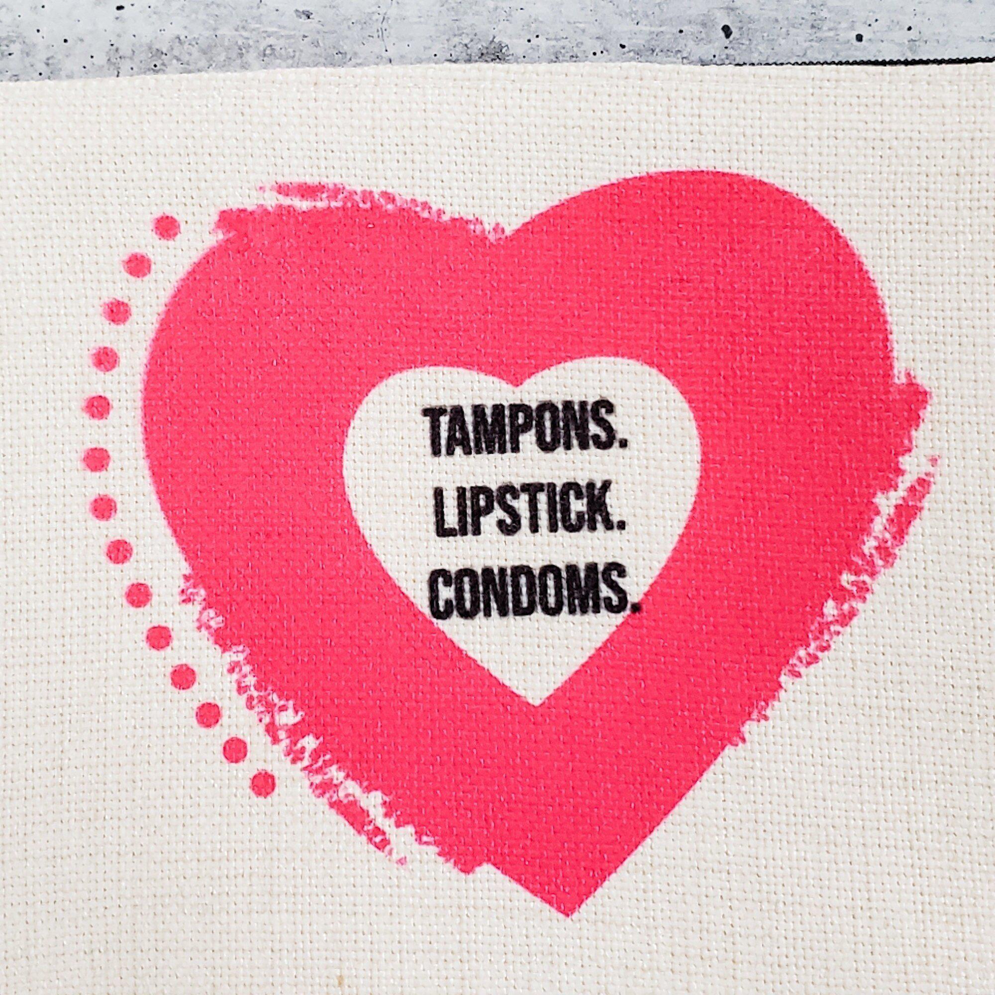 TAMPONS LIPSTICK CONDOMS Ladies' Wristlet Bag Salt and Sparkle