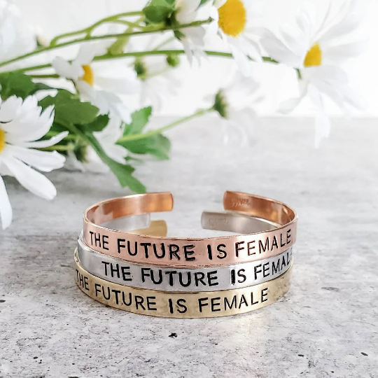 THE FUTURE IS FEMALE Stacking Cuff Bracelet Salt and Sparkle