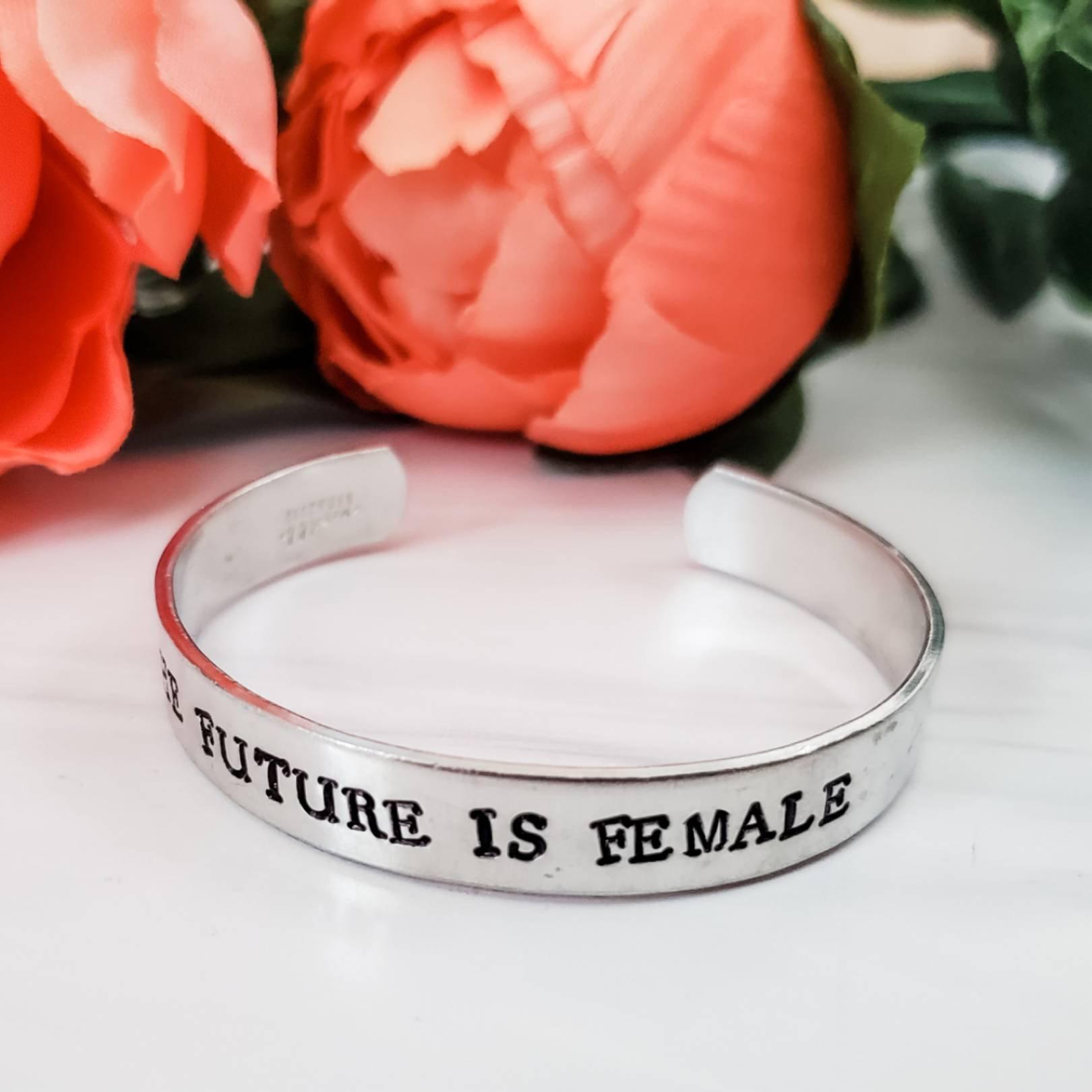 THE FUTURE IS FEMALE Wide Cuff Bracelet Salt and Sparkle