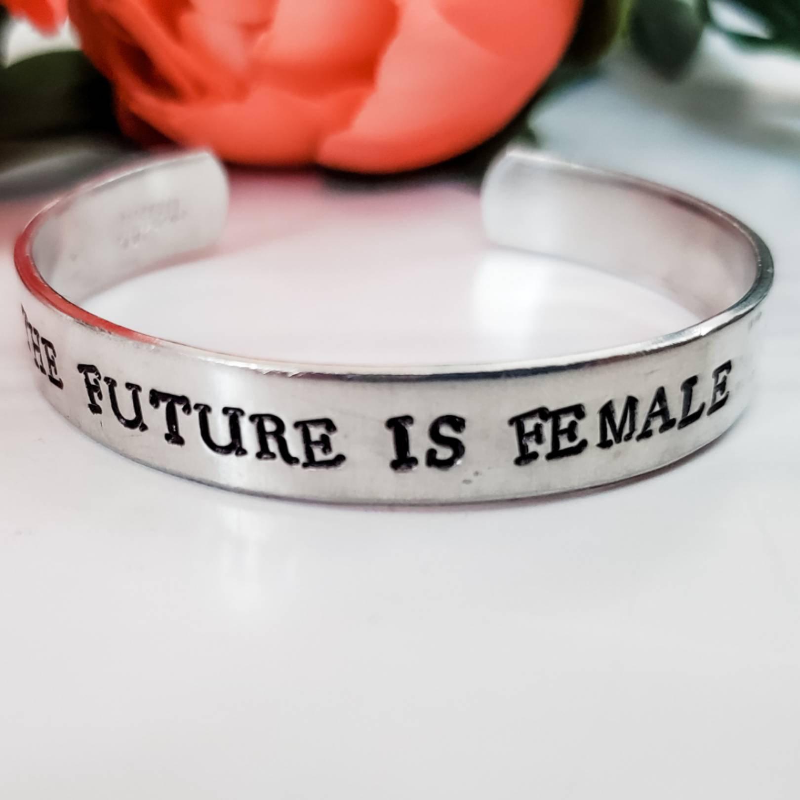THE FUTURE IS FEMALE Wide Cuff Bracelet Salt and Sparkle