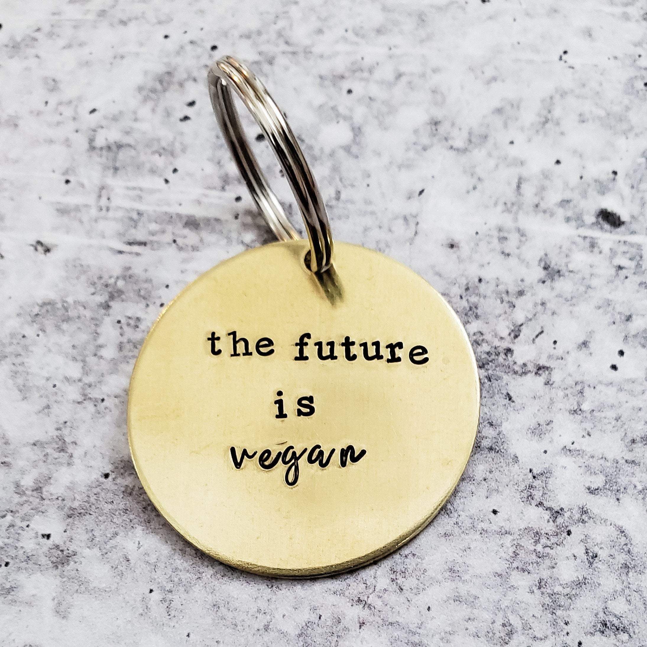 THE FUTURE IS VEGAN Brass Disc Keychain Salt and Sparkle