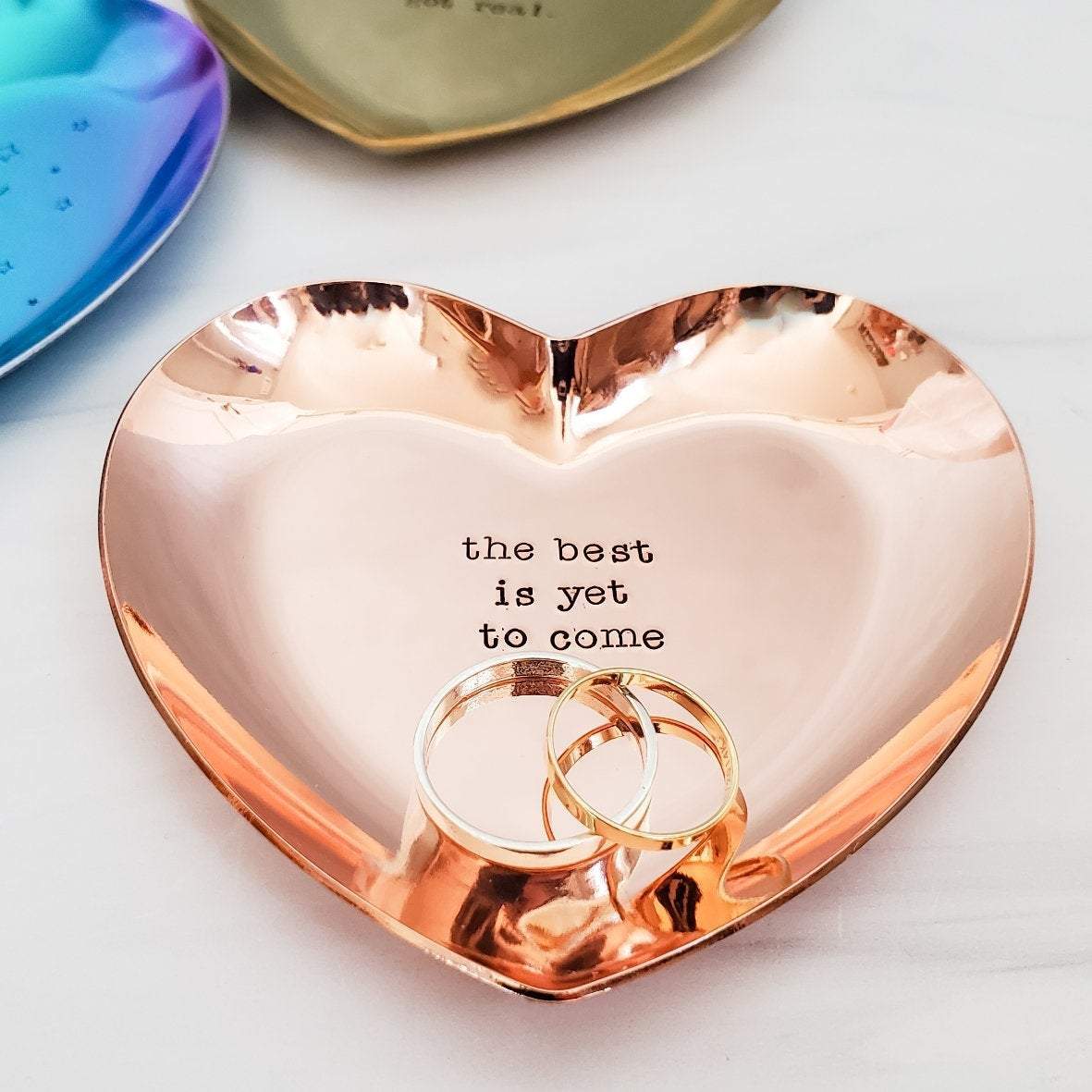 The Best is Yet to Come Heart-Shaped Engagement Ring Dish Salt and Sparkle
