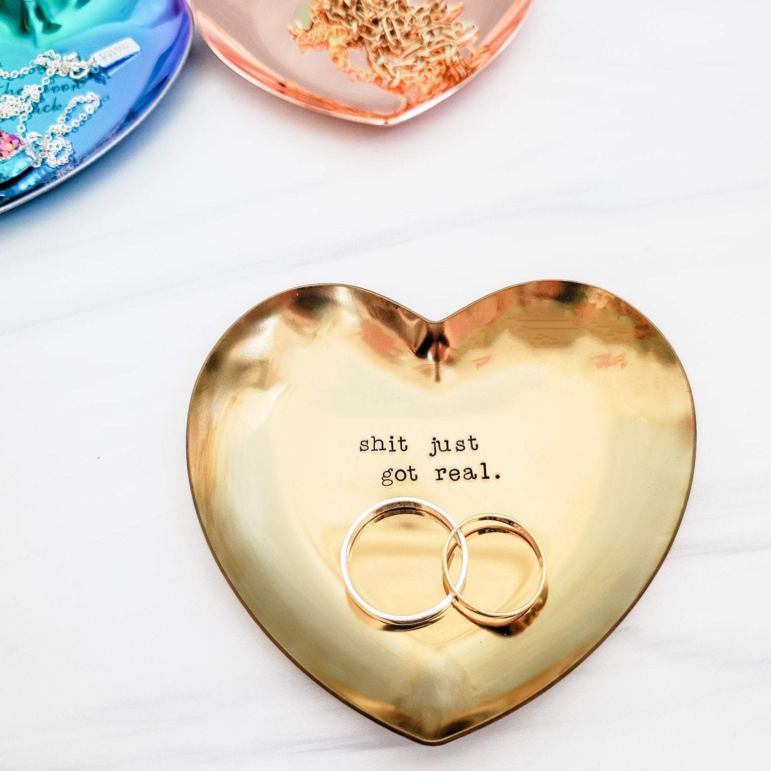 The Best is Yet to Come Heart-Shaped Engagement Ring Dish Salt and Sparkle