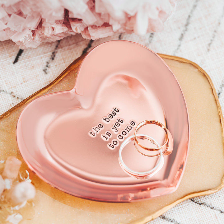 The Best is Yet to Come Heart-Shaped Engagement Ring Dish Salt and Sparkle