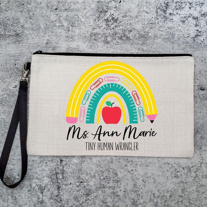 Tiny Human Wrangler Personalized Pencil Case for Teacher - Make up Bag for Teacher - Teacher Pencil Case for  Preschool Teacher Appreciation