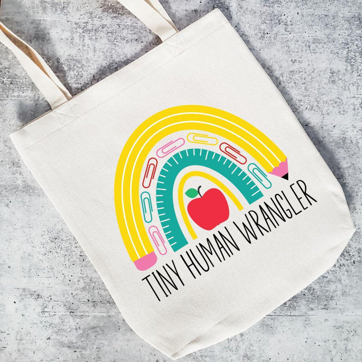 Tiny Human Wrangler Preschool Teacher Appreciation Gift - Personalized Teacher Tote Bag - Custom Teacher Appreciation Gift Bag - End of Year