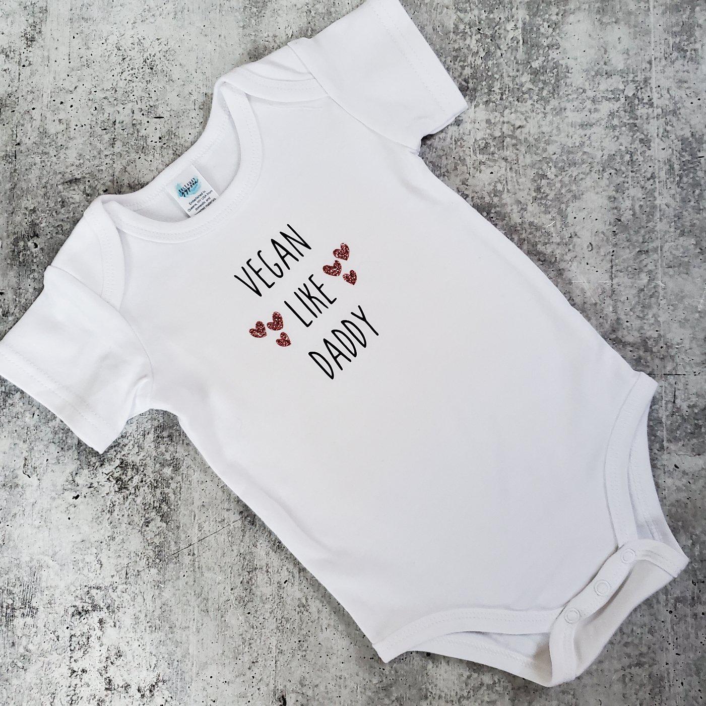 VEGAN LIKE DADDY or MOMMY Short Sleeve Baby Bodysuit Salt and Sparkle