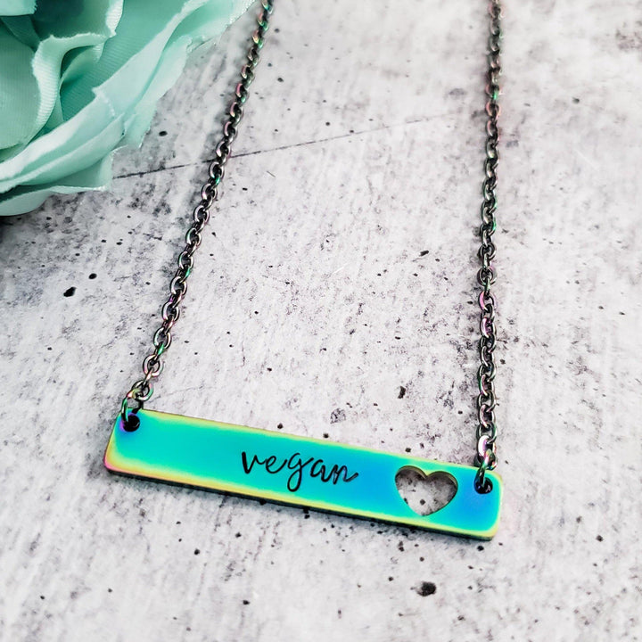 VEGAN Rainbow Bar Necklace Salt and Sparkle