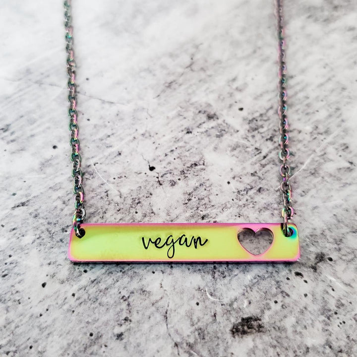 VEGAN Rainbow Bar Necklace Salt and Sparkle