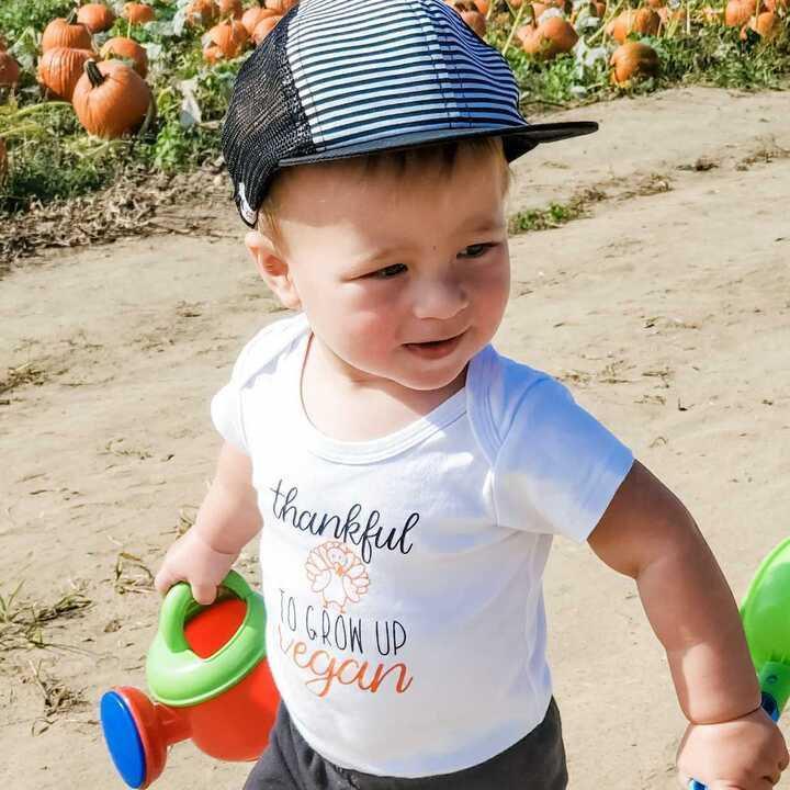 VEGAN THANKSGIVING One Piece Short Sleeve Baby Bodysuit Salt and Sparkle