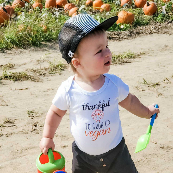 VEGAN THANKSGIVING One Piece Short Sleeve Baby Bodysuit Salt and Sparkle