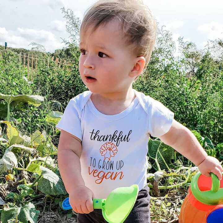 VEGAN THANKSGIVING One Piece Short Sleeve Baby Bodysuit Salt and Sparkle