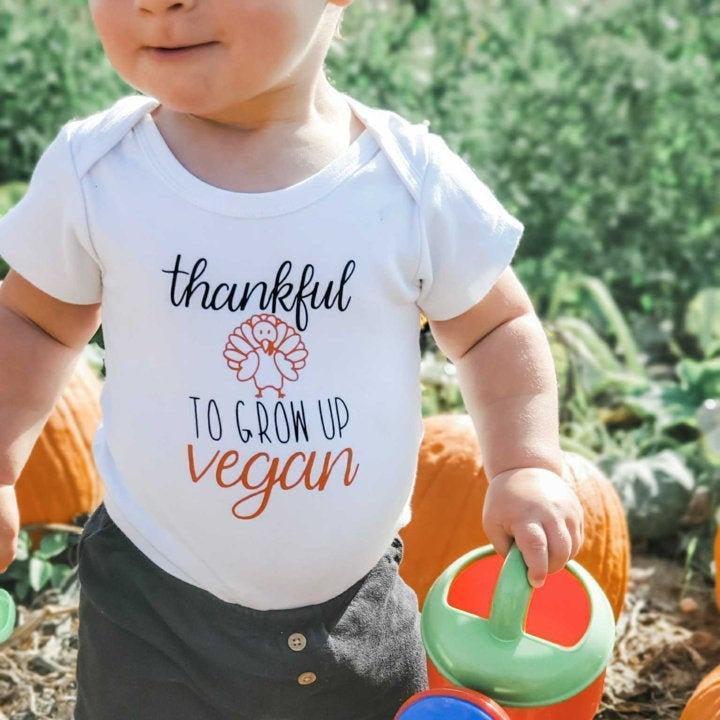 VEGAN THANKSGIVING One Piece Short Sleeve Baby Bodysuit Salt and Sparkle