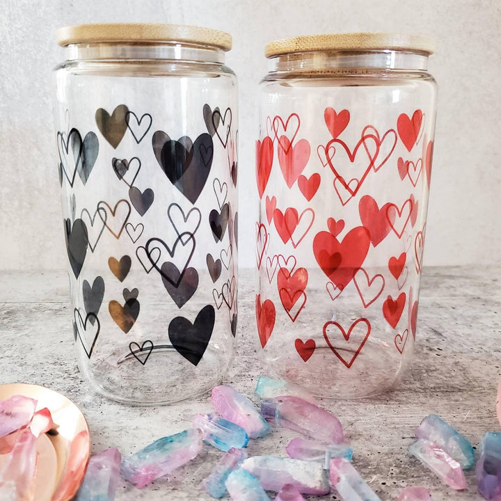 Valentine's Day Heart Glass Can Cup Salt and Sparkle