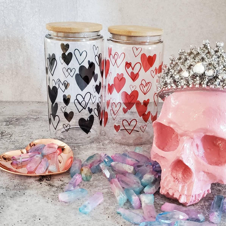 Valentine's Day Heart Glass Can Cup Salt and Sparkle