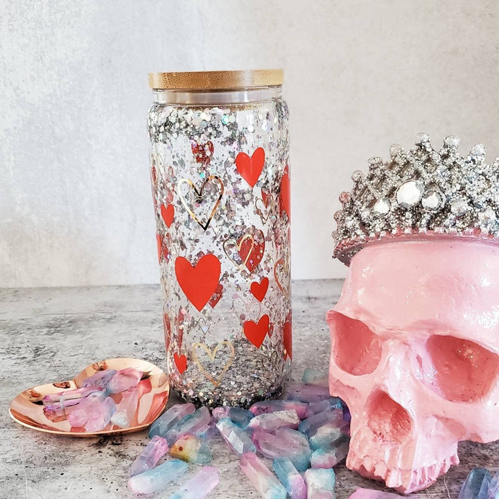 Valentine's Day Heart Snowglobe Glass Salt and Sparkle