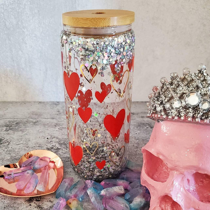 Valentine's Day Heart Snowglobe Glass Salt and Sparkle