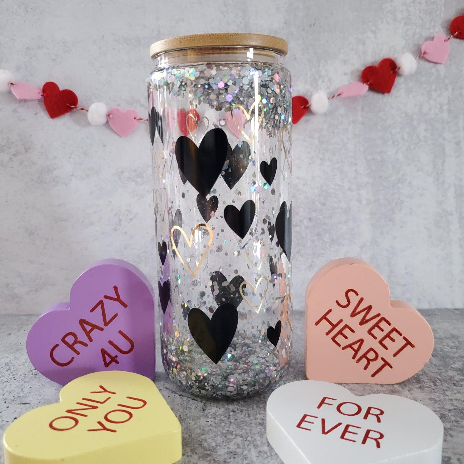 Valentine's Day Heart Snowglobe Glass Salt and Sparkle