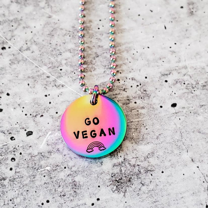 Vegan Rainbow Pendant Necklace Salt and Sparkle