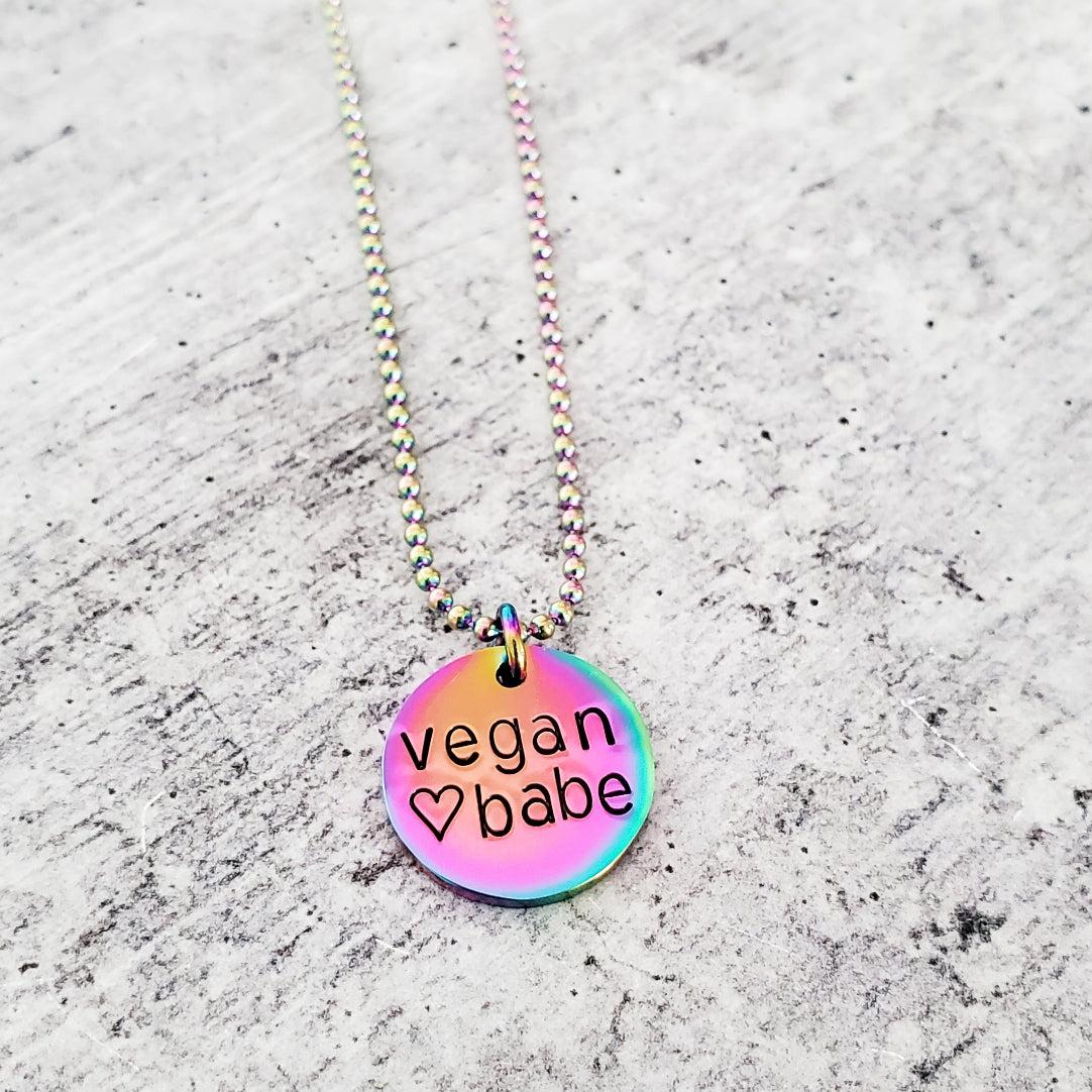 Vegan Rainbow Pendant Necklace Salt and Sparkle