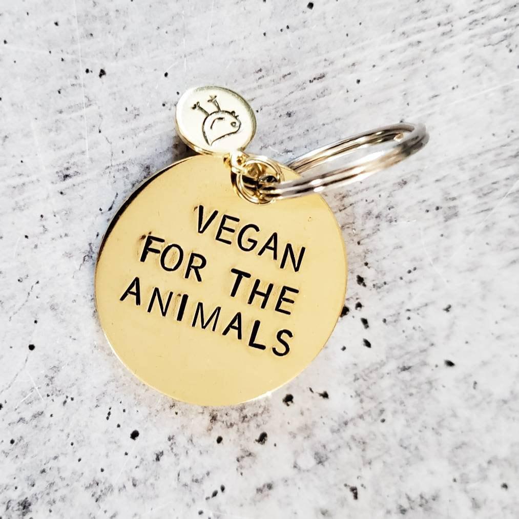 Vegan for the Animals Brass Keychain Salt and Sparkle