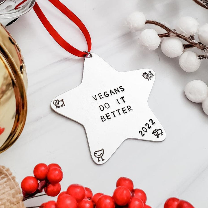 Vegans Do It Better Star Christmas Ornament Salt and Sparkle