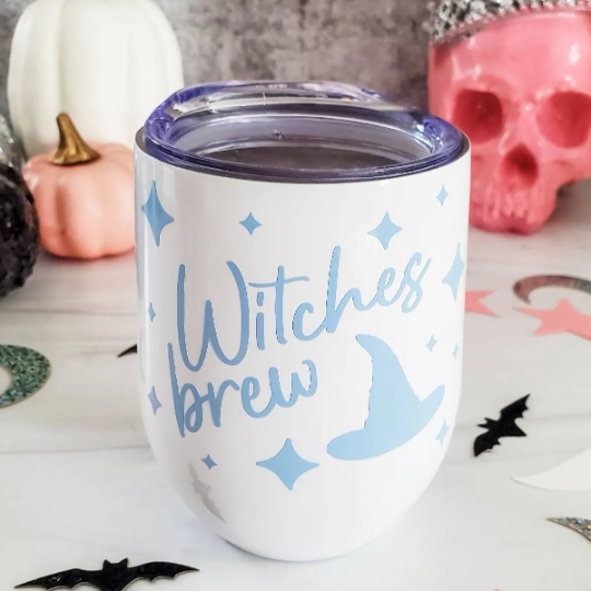 Witches Brew Pastel Halloween Wine Tumbler Salt and Sparkle